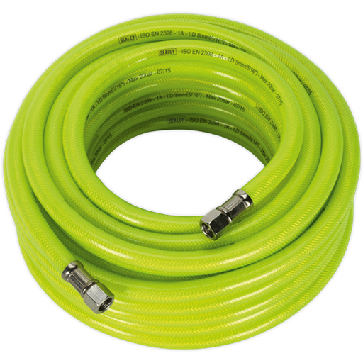 Sealey Air Hose High-Visibility 15m x8mm with 1/4"BSP Unions AHFC15 Sealey - Town Tools 