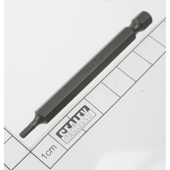 Sealey Hex bit h2.5 x 75mml 1/4"dr