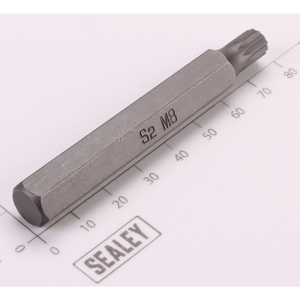 Sealey Spline Bit; M8 x 75mm 'Platinum Series'