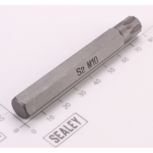 Sealey Spline Bit; M10 x 75mm 'Platinum Series'