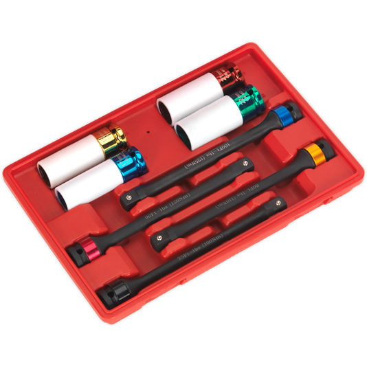 Sealey Torque Stick & Aluminium Wheel Impact Socket Set 8pc 1/2"Sq Drive AK2243 Sealey - Town Tools 