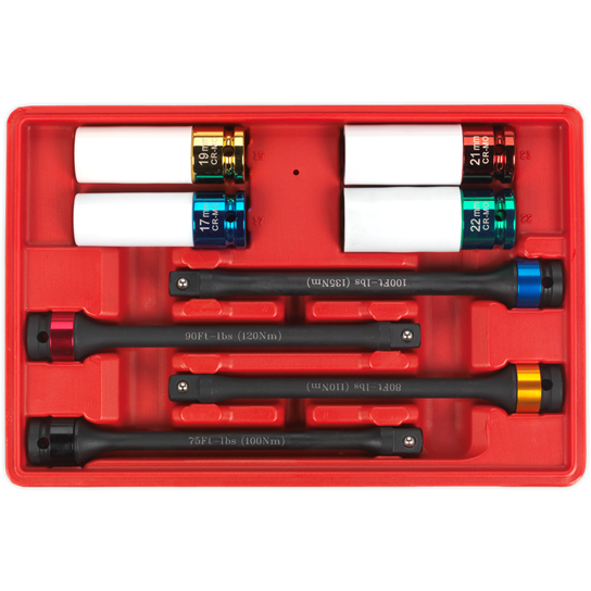 Sealey Torque Stick & Aluminium Wheel Impact Socket Set 8pc 1/2"Sq Drive AK2243 Sealey - Town Tools 