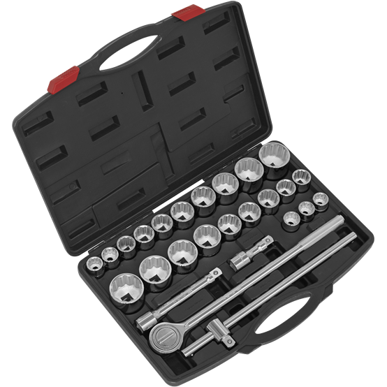 Sealey Socket Set 26pc 3/4"Sq Drive 12-point WallDrive AK2582 Sealey - Town Tools 