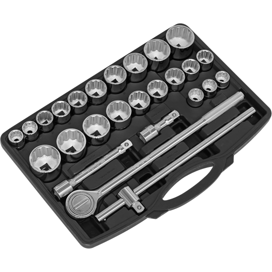 Sealey Socket Set 26pc 3/4"Sq Drive 12-point WallDrive AK2582 Sealey - Town Tools 