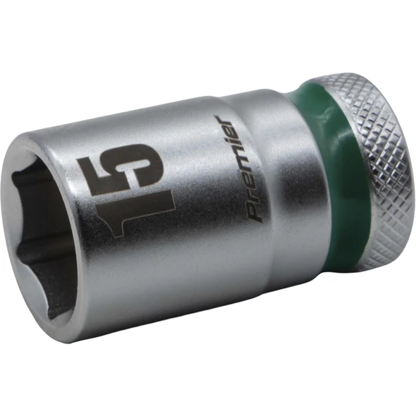 Sealey 1/2"Dr Walldrive Socket 15mm (Green Coded Ring)
