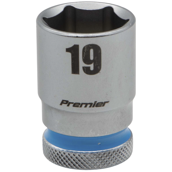 Sealey 1/2"Dr Walldrive Socket 19mm (Cyan Coded Ring)