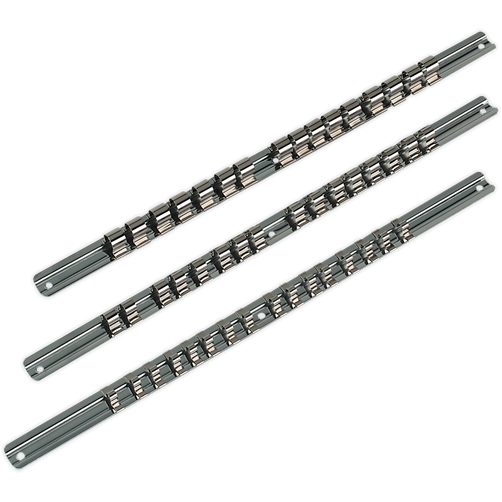 Sealey Socket Retaining Rail Set 3pc 1/4" 3/8" & 1/2"Sq Drive AK270 Sealey - Town Tools 