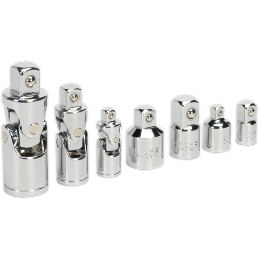 Sealey Universal Joint & Socket Adaptor Set 7pc 1/4" 3/8" & 1/2"Sq Drive AK2737 Sealey - Town Tools 