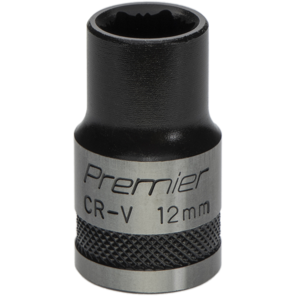 Sealey Socket 1/2"Dr 12mm 'Total Lock-On' (6pt) 'Black Series'