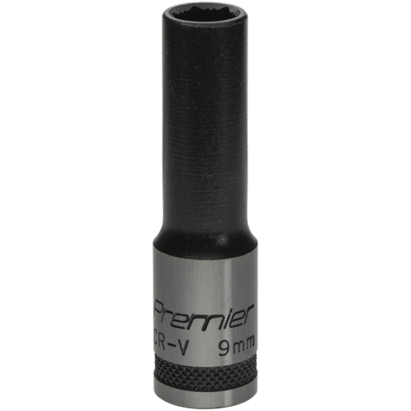 Sealey Deep Socket 3/8"Dr 9mm 'Total Lock-On' (6pt) 'Black Series'