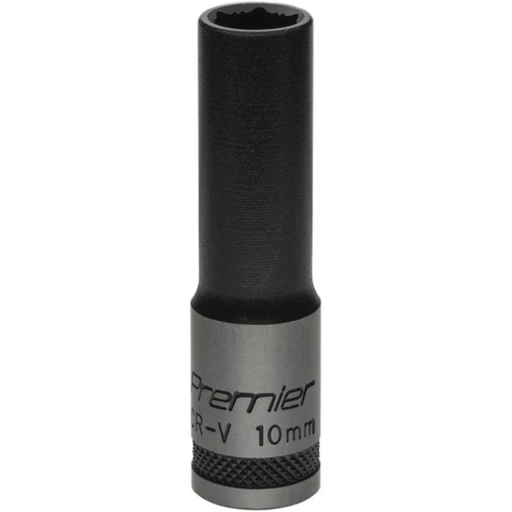 Sealey Deep Socket 3/8"Dr 10mm 'Total Lock-On' (6pt) 'Black Series'