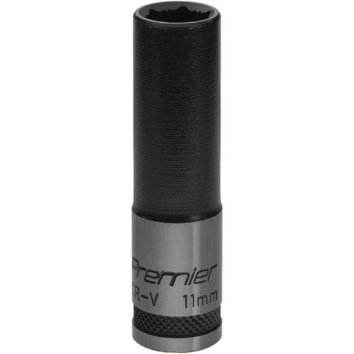 Sealey Deep Socket 3/8"Dr 11mm 'Total Lock-On' (6pt) 'Black Series'