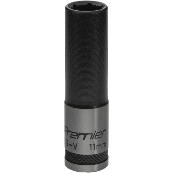 Sealey Deep Socket 3/8"Dr 11mm 'Total Lock-On' (6pt) 'Black Series'