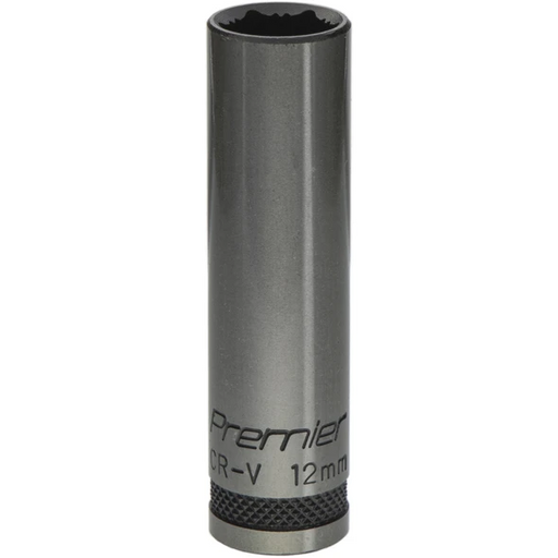 Sealey Deep Socket 3/8"Dr 12mm 'Total Lock-On' (6pt) 'Black Series'