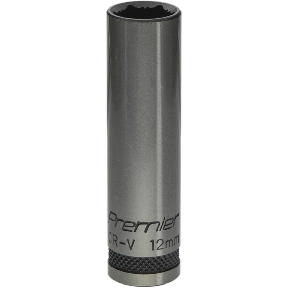 Sealey Deep Socket 3/8"Dr 12mm 'Total Lock-On' (6pt) 'Black Series'