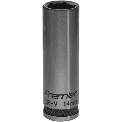 Sealey Deep Socket 3/8"Dr 14mm 'Total Lock-On' (6pt) 'Black Series'