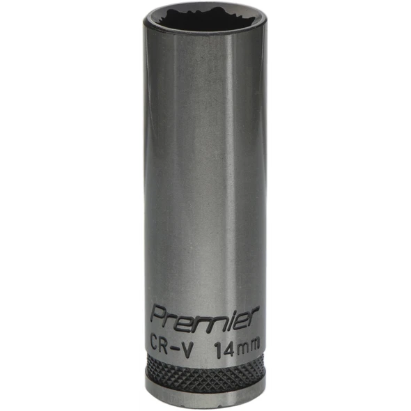 Sealey Deep Socket 3/8"Dr 14mm 'Total Lock-On' (6pt) 'Black Series'
