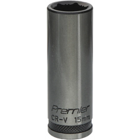 Sealey Deep Socket 3/8"Dr 15mm 'Total Lock-On' (6pt) 'Black Series' AK2744B.08