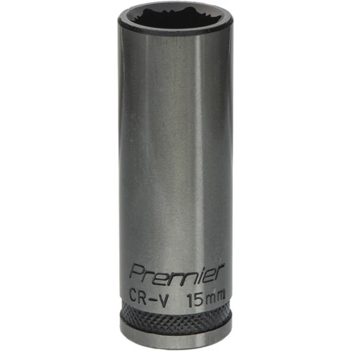 Sealey Deep Socket 3/8"Dr 15mm 'Total Lock-On' (6pt) 'Black Series'