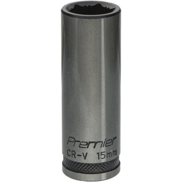 Sealey Deep Socket 3/8"Dr 15mm 'Total Lock-On' (6pt) 'Black Series'