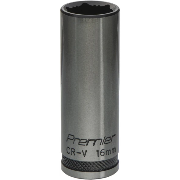 Sealey Deep Socket 3/8"Dr 16mm 'Total Lock-On' (6pt) 'Black Series'