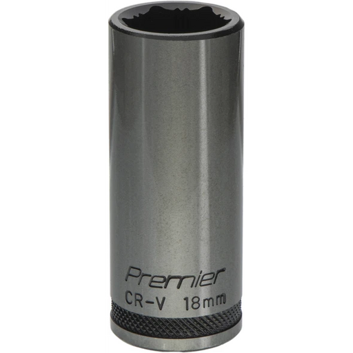 Sealey Deep Socket 3/8"Dr 18mm 'Total Lock-On' (6pt) 'Black Series'