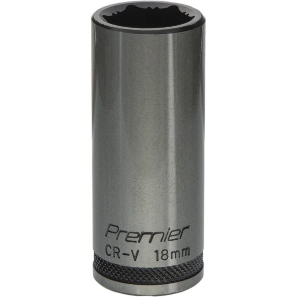 Sealey Deep Socket 3/8"Dr 18mm 'Total Lock-On' (6pt) 'Black Series'