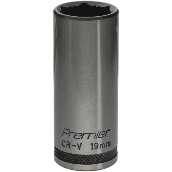Sealey Deep Socket 3/8"Dr 19mm 'Total Lock-On' (6pt) 'Black Series'