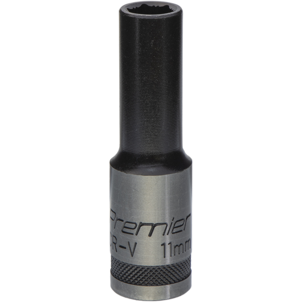 Sealey Deep Socket 1/2"Dr 11mm 'Total Lock-On' (6pt) 'Black Series'