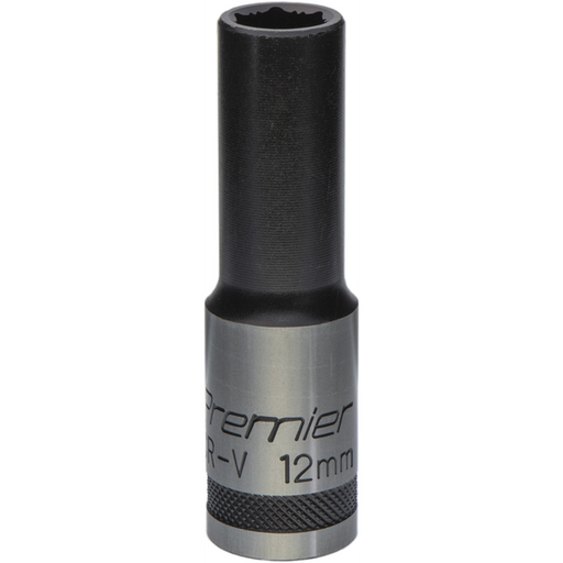 Sealey Deep Socket 1/2"Dr 12mm 'Total Lock-On' (6pt) 'Black Series'