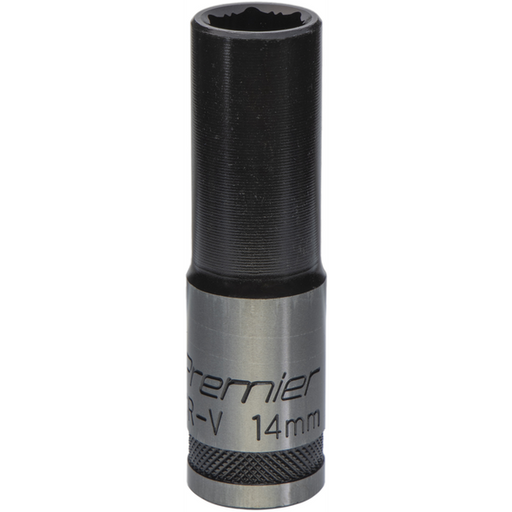 Sealey Deep Socket 1/2"Dr 14mm 'Total Lock-On' (6pt) 'Black Series'