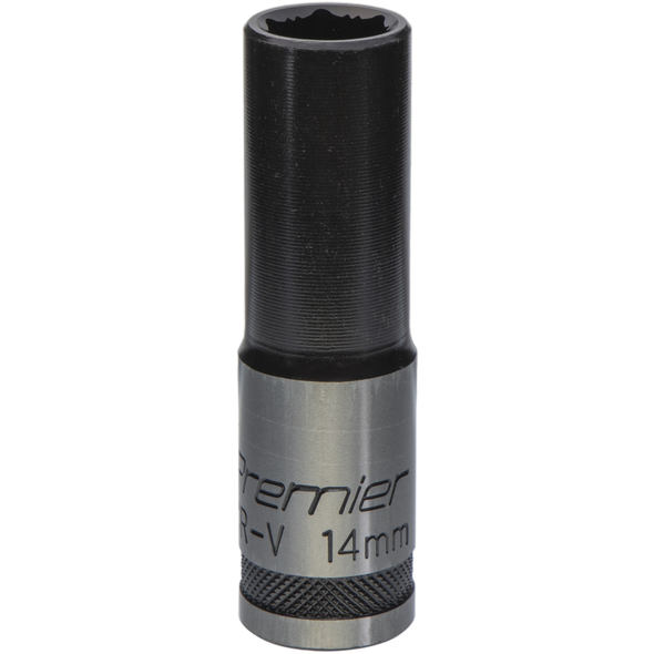 Sealey Deep Socket 1/2"Dr 14mm 'Total Lock-On' (6pt) 'Black Series'
