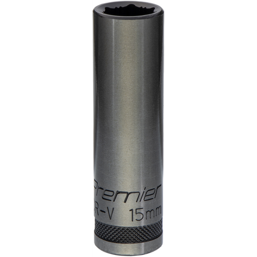 Sealey Deep Socket 1/2"Dr 15mm 'Total Lock-On' (6pt) 'Black Series'