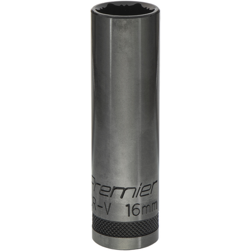 Sealey Deep Socket 1/2"Dr 16mm 'Total Lock-On' (6pt) 'Black Series'