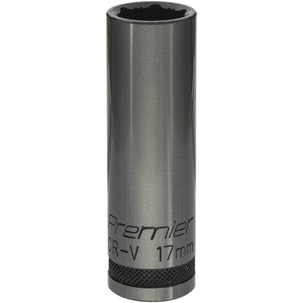 Sealey Deep Socket 1/2"Dr 17mm 'Total Lock-On' (6pt) 'Black Series'