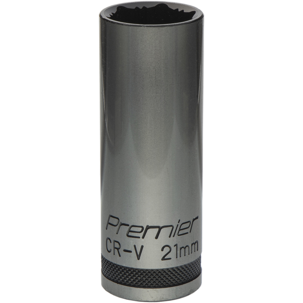 Sealey Deep Socket 1/2"Dr 21mm 'Total Lock-On' (6pt) 'Black Series'