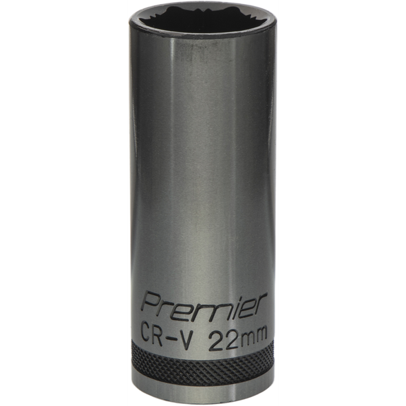 Sealey Deep Socket 1/2"Dr 22mm 'Total Lock-On' (6pt) 'Black Series'