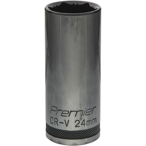Sealey Deep Socket 1/2"Dr 24mm 'Total Lock-On' (6pt) 'Black Series'