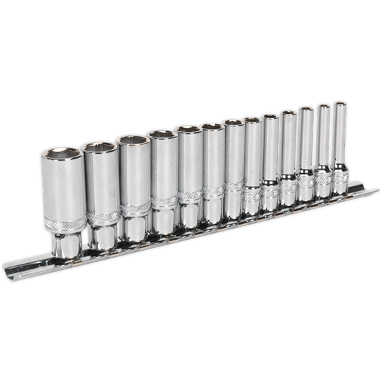 Sealey Socket Set 13pc 1/4"Sq Drive Deep Lock-Onï 6pt Metric AK2747 Sealey - Town Tools 