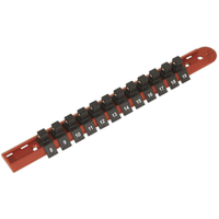 Sealey Socket Retaining Rail with 12 Clips 3/8"Sq Drive AK3812