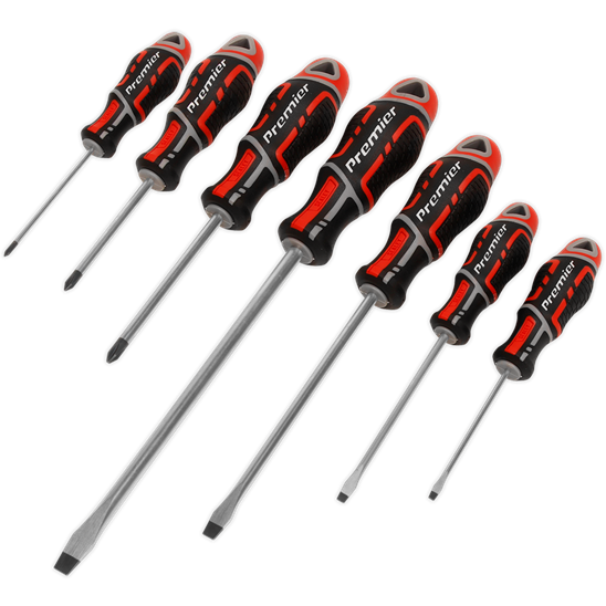 Sealey Screwdriver Set 7pc GriPMAX Red AK4325 Sealey - Town Tools 