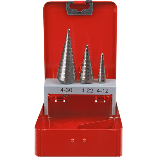 Sealey HSS M2 Step Drill Bit Set 3pc Double Flute AK4733 Sealey - Town Tools 