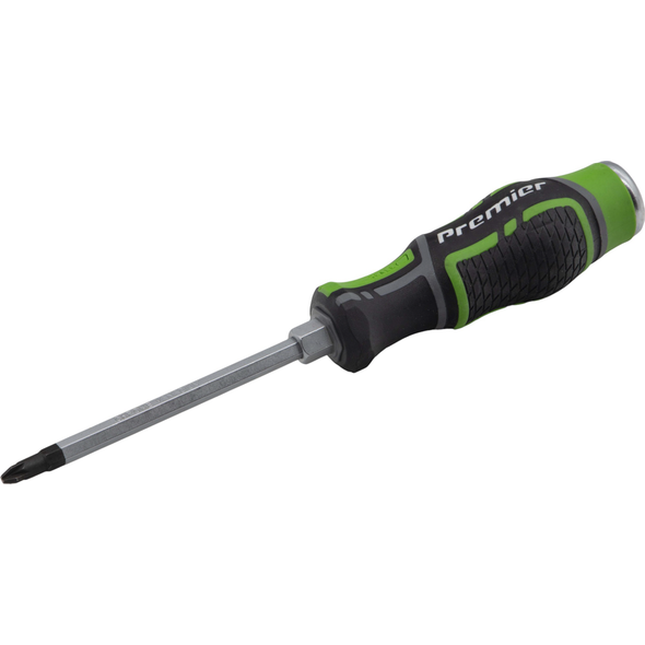 Sealey Screwdriver Pozi (Hammer-Thru) PZ2 x 100mm 'Hi-Vis'