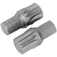 Sealey Spline Bit M14 x 30mm Pack of 2 AK5532