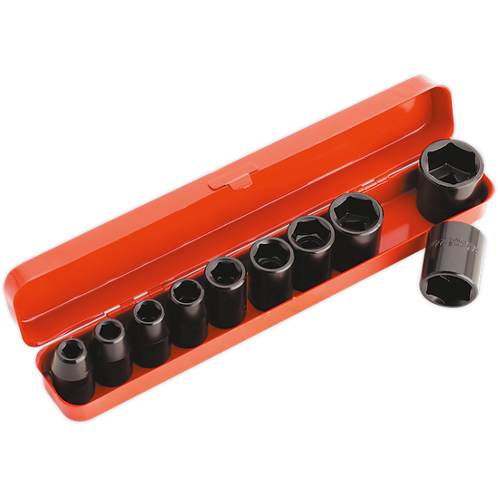 Sealey Impact Socket Set 10pc 1/2"Sq Drive Metric AK56/11M Sealey - Town Tools 