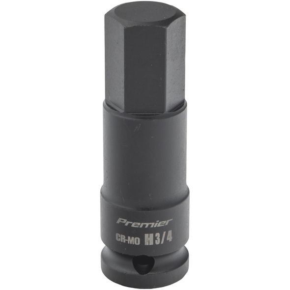 Sealey 1/2"Dr Impact Hex Socket Bit 3/4" (78mmL)