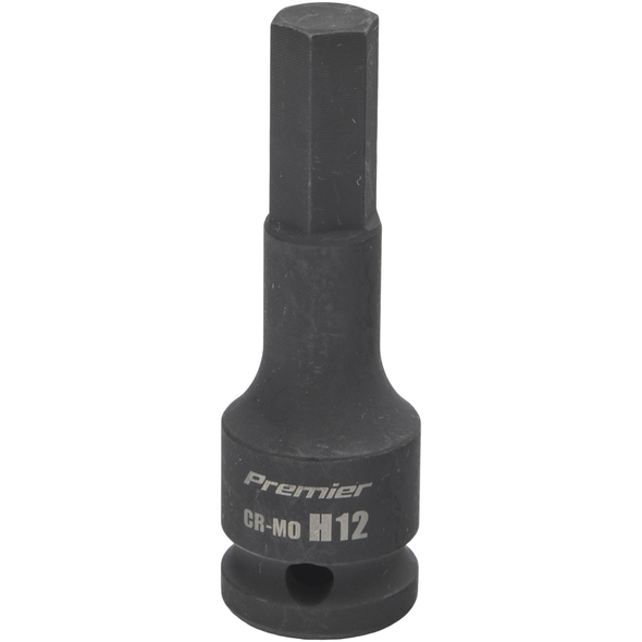 Sealey 1/2"Dr Impact Hex Socket Bit H12 (78mmL)