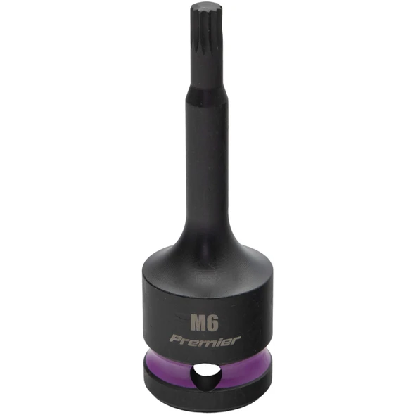 Sealey 1/2"Dr Impact Spline Bit Socket M6 (Violet Coded Ring)