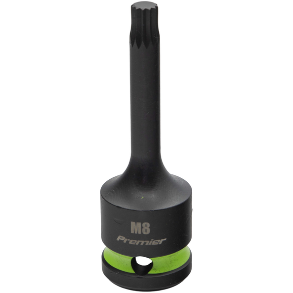 Sealey 1/2"Dr Impact Spline Bit Socket M8 (Green Coded Ring)