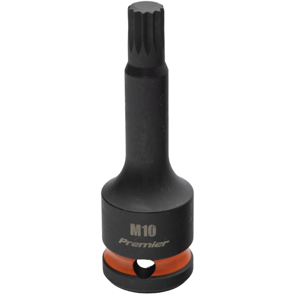 Sealey 1/2"Dr Impact Spline Bit Socket M10 (Orange Coded Ring)